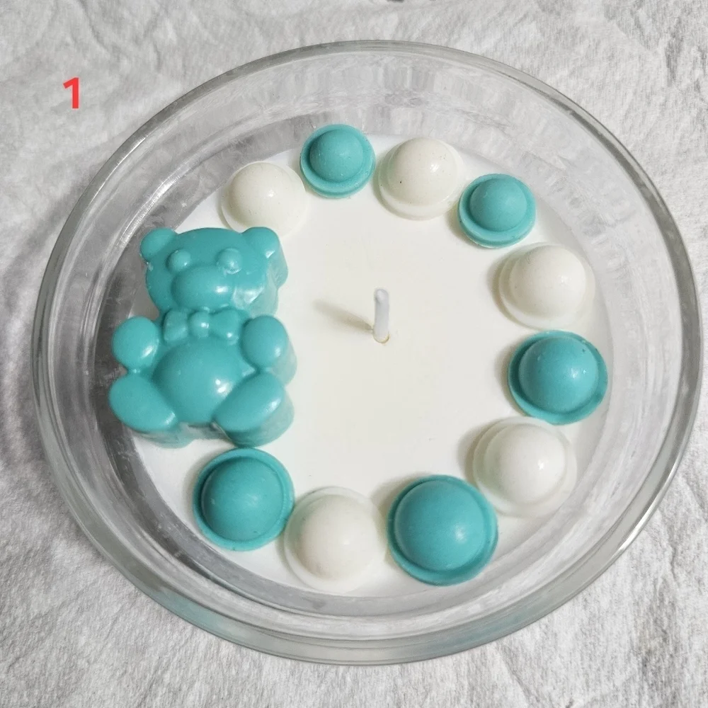 6 Handmade Teal Green Baby Shower Gender Reveal Scented Candle Party Giveaways